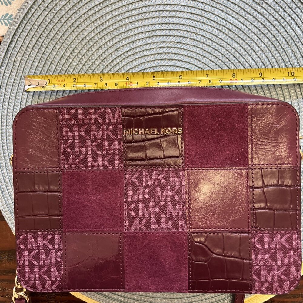 Michael Kors Patchwork Sinclair Signature Dark Berry Small Crossbody, Purse - Picture 10 of 12